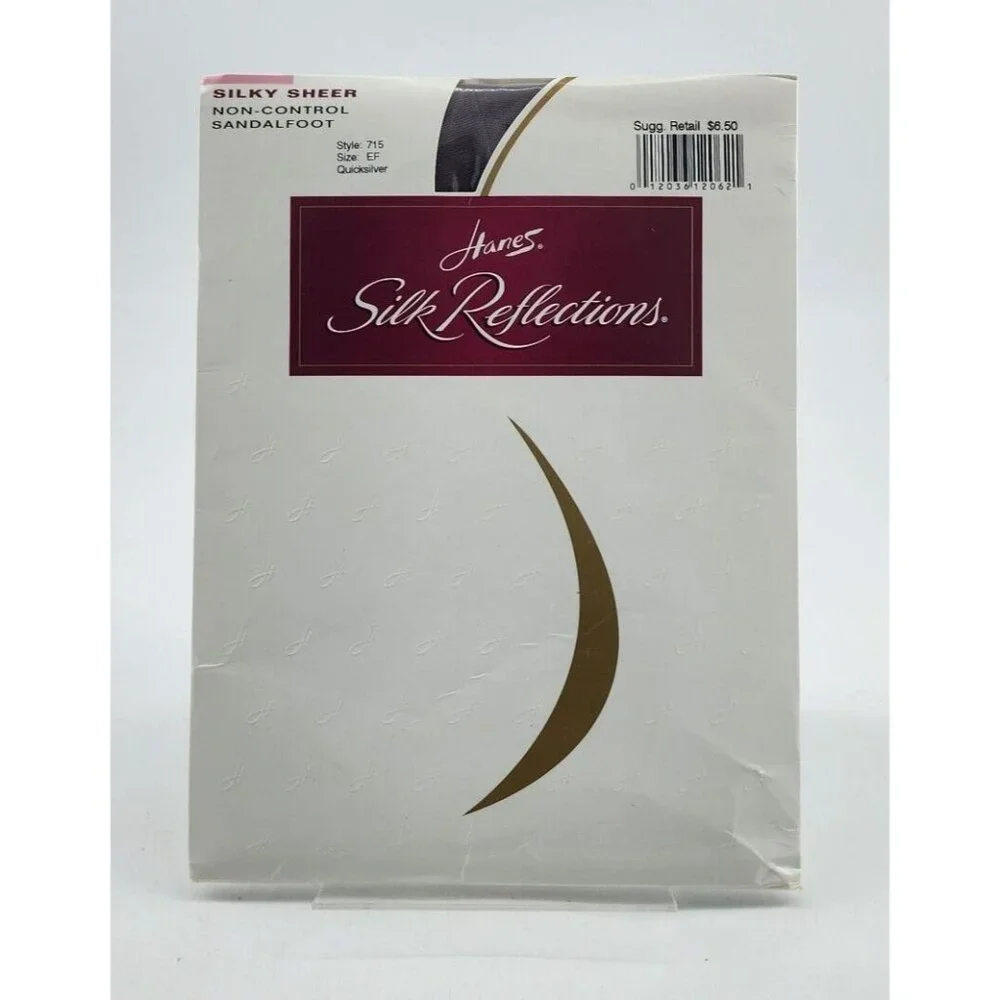 Hanes Silk Reflections Non-Control Sandalfoot Pantyhose‎ 715 Quicksilver Size EF